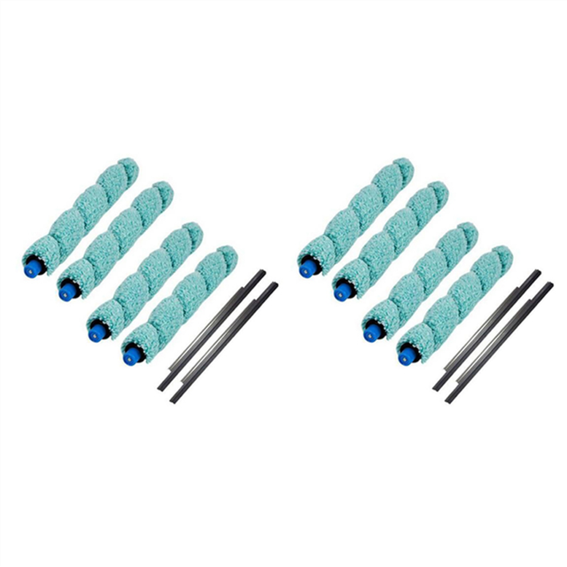 12Pcs Floor Washing Robotic Cleaner Main Brush & Scraper Replacement for W400 Robot Parts