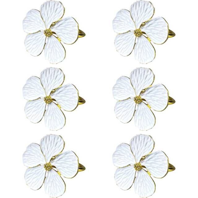 6Pcs Flower Napkin Ring,Floral Serviette Buckles Napkin Holder Dining Tables Setting Decor for Wedding Christmas