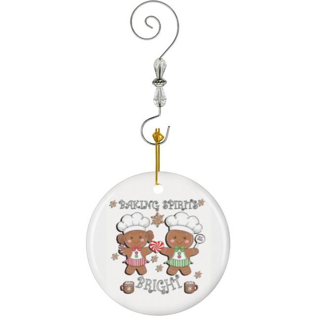 (Christmas Baking Spirits Bright Squad Gingerbread_3524) Christmas Ornaments Ceramic with Crystal Hook Xmas Handmade Tree Decorations KeepsakeÂGifts