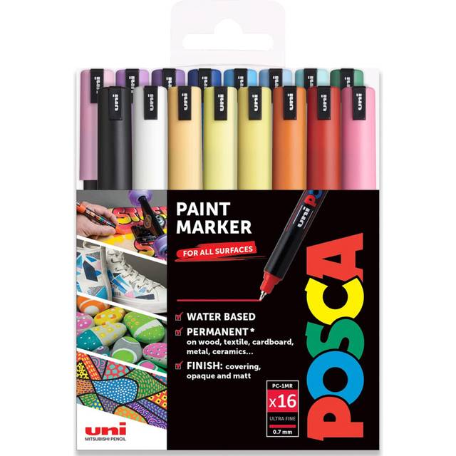 - PC-1MR Art Paint Markers - 0.7mm Nib - Starter Set of 16 in Plastic Wallet