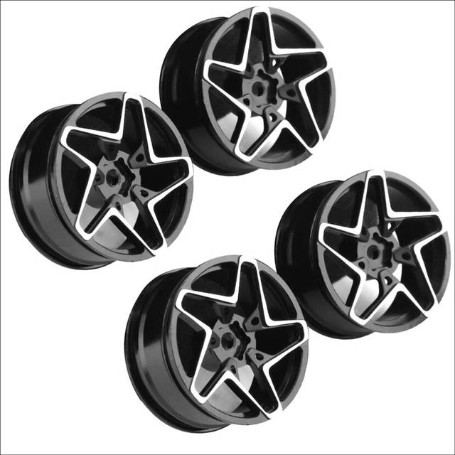 4Pcs 1/10 On-Road Drift Car 52MM Aluminum Alloy Metal Wheel Hub 1.9Inch Climb Car Wheel Rim for ,Black