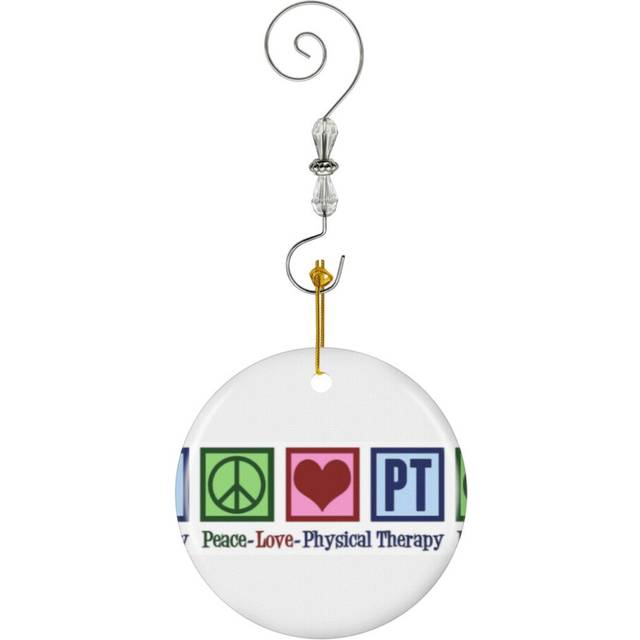 (Peace Love Physical Therapy-7628) Christmas Ornaments Ceramic Charm with Hook Crystal Handmade Xmas Tree Decorations KeepsakeÂStocking Stuffer