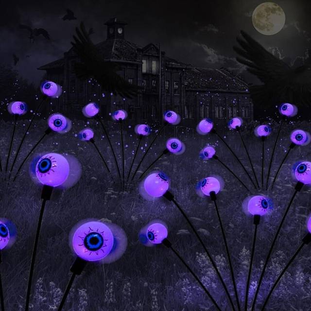 (Purpul) Outdoor Solar Eyeball Lamp Halloween Eye Ground Insertion Lamp Courtyard Lamp