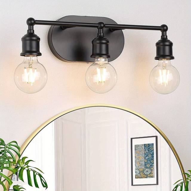 (Black) 1pc Vanity Light Fixture, Brushed Nickel Wall Sconce Lighting, Modern Bathroom Vanity Wall Lights E26 Base