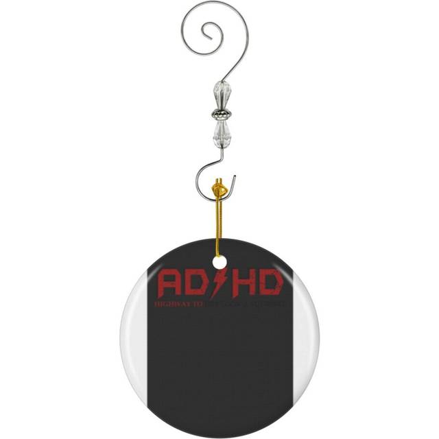 (AD HD Highway To .... Hey Look A Squirrel Funny ADHD 1-10171) Christmas Ornaments Ceramic Charm with Hook Crystal Handmade Xmas Tree Decorations Keep