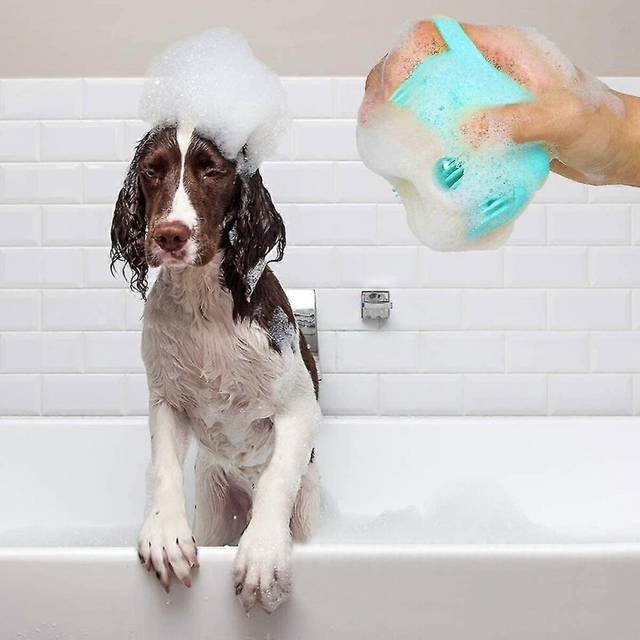 (As show, One size) 3 Pack Dog And Cat Bath Brush Puppy Pet Massage Bath Brush Silicone Dog Shampoo Brush Pet Grooming Brush Hair Removal Tool Dispens
