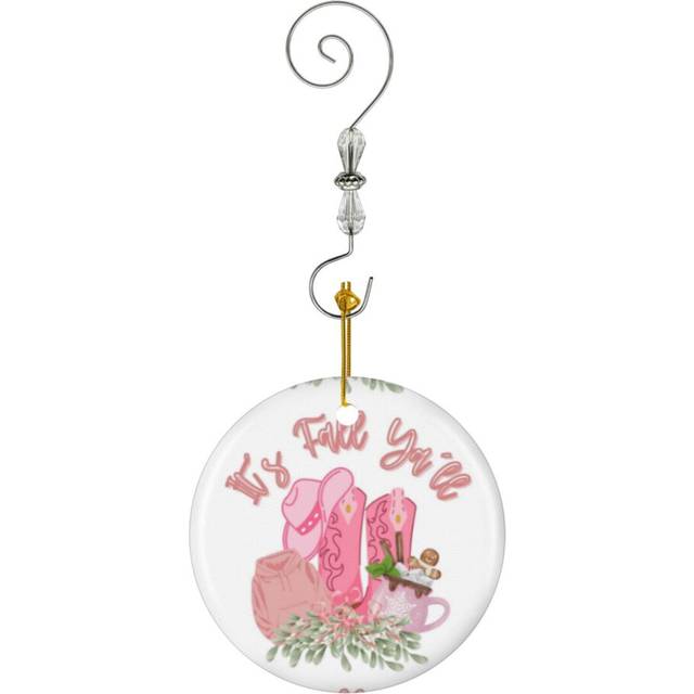 (It's Fall Ya'll Ink Chritmas Tee_6473) Christmas Ornaments Ceramic with Crystal Hook Xmas Handmade Tree Decorations KeepsakeÂGifts Stocking Stuffer