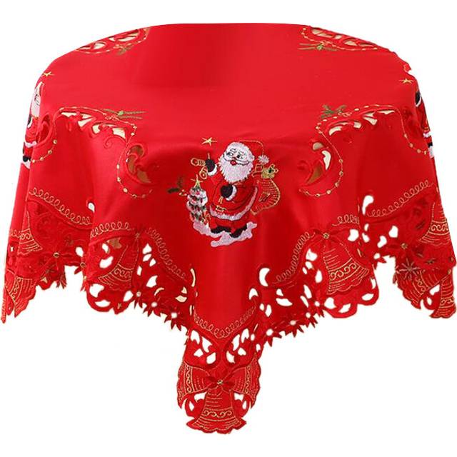 Christmas Embroidered Table Cloth,Hollow-out Round Table Linen,for Restaurant Dinning Xams Party Banquet Events,33 Inch