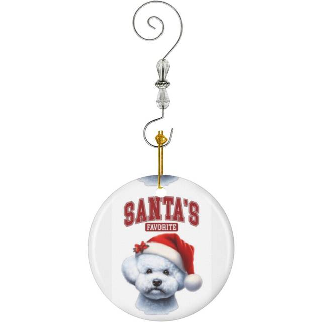 (Santa's Favorite Bichon Frise In Christmas_10607) Christmas Ornaments Ceramic with Crystal Hook Xmas Handmade Tree Decorations KeepsakeÂGifts Stocki