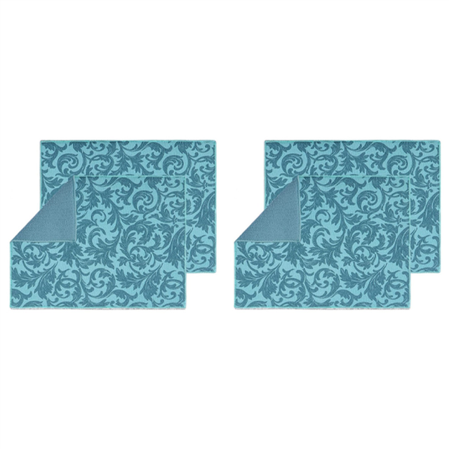 4 Pack Dish Drying Mat Absorbent Machine Washable Mats for Kitchen Counter Large (Blue Vine)