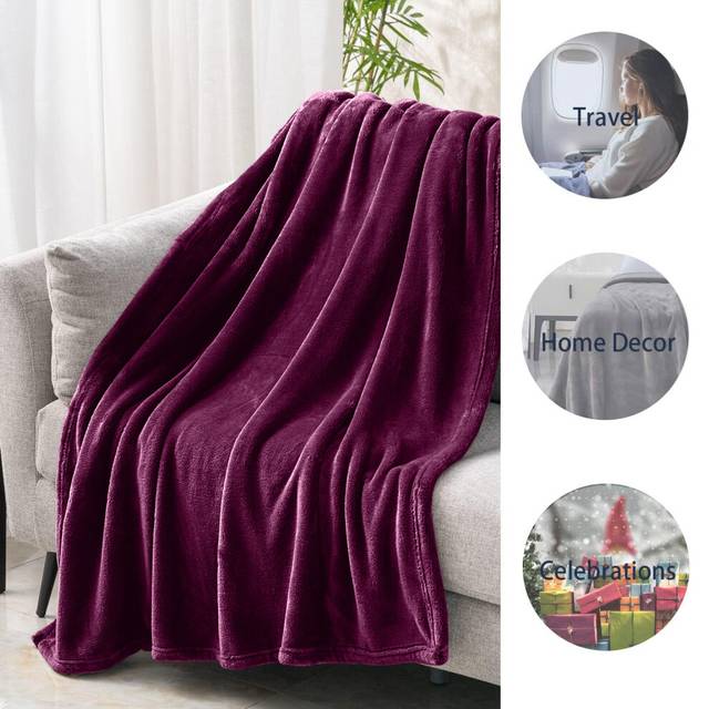 (King Blanket Fleece Throw, Purple Blanket Mink Throw Fleece) Soft Warm Fleece Blanket Bed Sofa Couch Throw UK