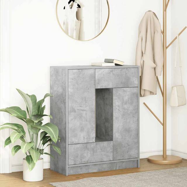 Skänk med lådor och dörrar betonggrå 73x31x90 cm