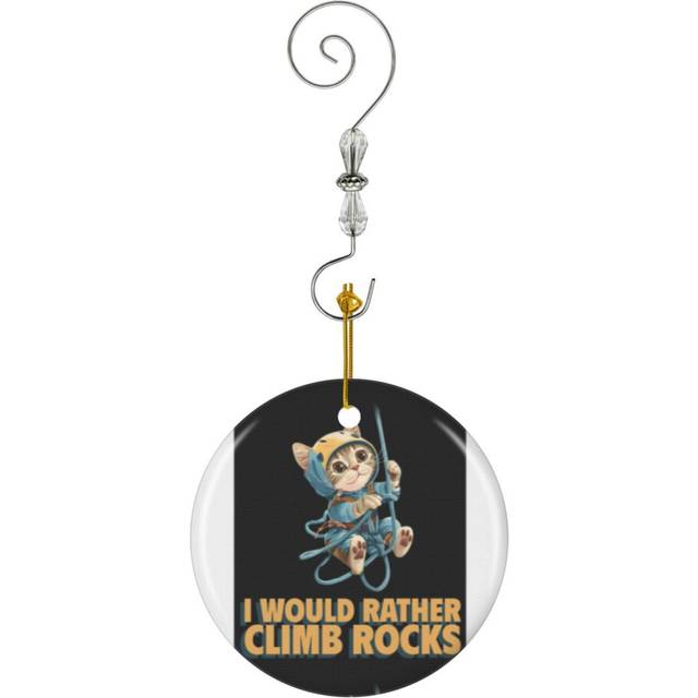 (I Would Rather Climb Rocks Funny Phrases Climbing_8013) Christmas Ornaments Ceramic with Crystal Hook Xmas Handmade Tree Decorations KeepsakeÂGifts