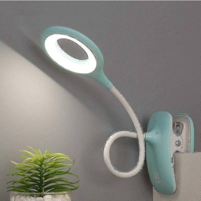 (Blue, One size) Led Clip-on Reading Lamp Dimmable Eye Protection Table Lamp