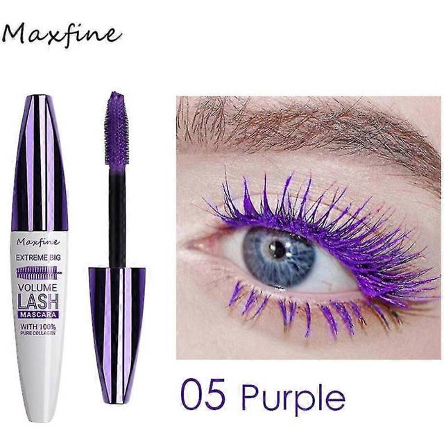 (purple, One size) 5D Silk Fiber Mascara Lash Color Mascara Waterproof Rimel 3D Mascara Eyelash Extension Thick Lengthening Eye Lashes Cosmetic