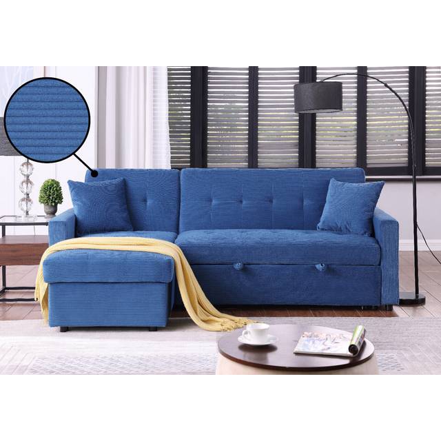 Hinton l Shaped Corner Sofa Bed with Hidden Storage and Reversible Chaise - Grey