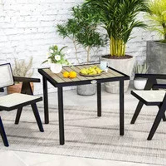 Outsunny Garden Table for 4 Person with 5.4cm Parasol Hole - Brown | TJ Hughes