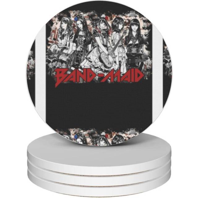 (Mens Best Band Metal Maid Art=4977) Ceramic Coasters Set of 4 Xmas for Drink Wine Beer Bar with Cork Base Housewarming Birthday Christmas Gift