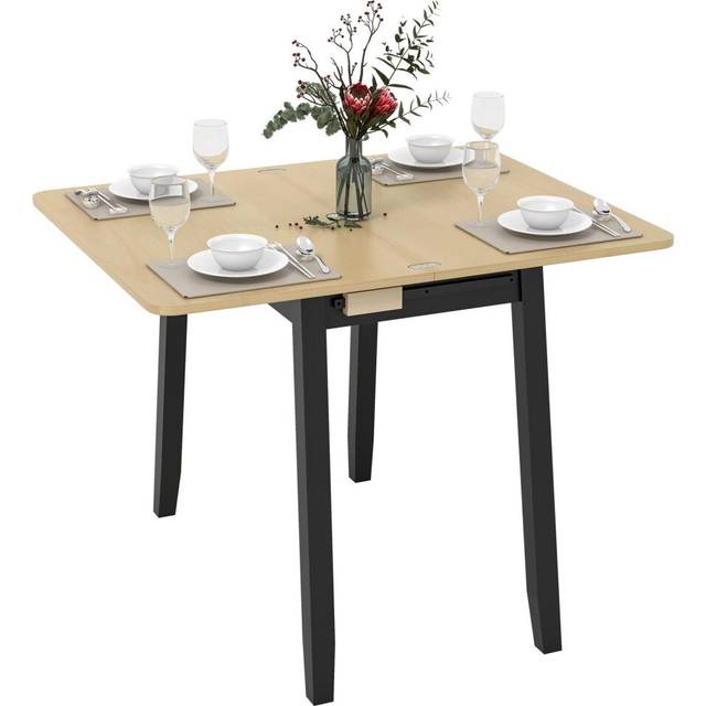 Extendable Dining Table Space-Saving Folding Kitchen Table w/Storage Compartment