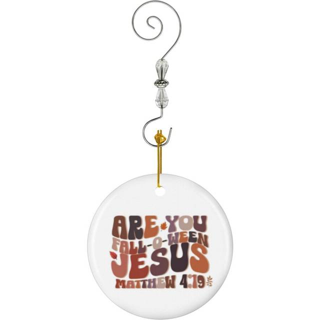 (Are You Falloween Jesus Matthew 4 19_6595) Christmas Ornaments Ceramic with Crystal Hook Xmas Handmade Tree Decorations KeepsakeÂGifts Stocking Stuf