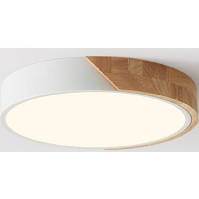 Wooden Led Ceiling Light White, ?30CM Round Ceiling Lamp Modern Minimalist 24W Ceiling Light for Kitchen, Hallway, Office, Porch Warm White