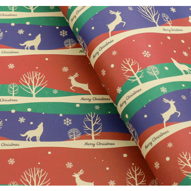 (Green Christmas tree) Creative Christmas Eve gift box wrapping paper cute cartoon packaging flower paper kraft paper