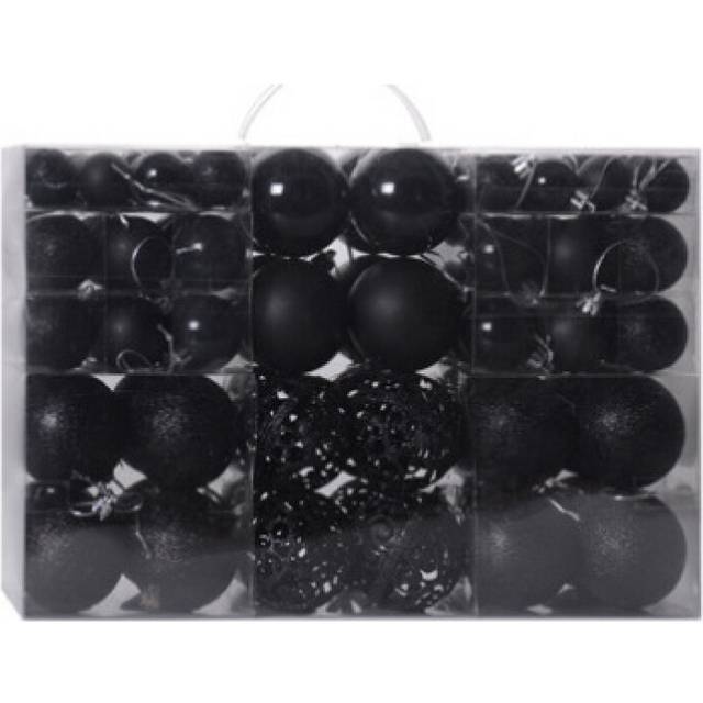 (Black) Christmas Baubles Xmas Tree Hanging Balls Ornamentsl Pendant Festival Set of 100