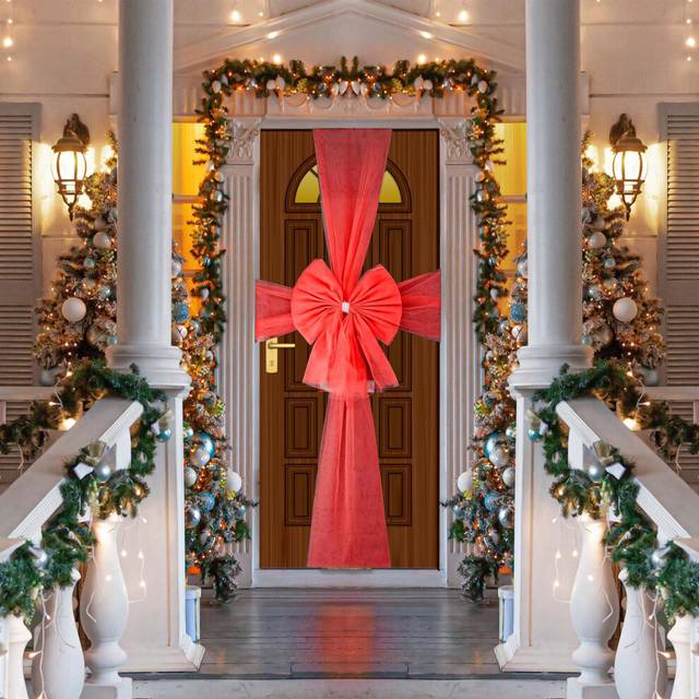 (1PC) 750cm Christmas Door Bow Ribbon Large Red Xmas Festive DÃ©cor
