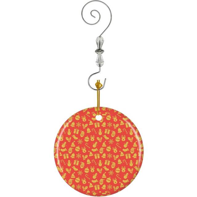 (Red And Gold Christmas Jumper Design Lovely For, Bedding,_8980) Christmas Ornaments Ceramic with Crystal Hook Xmas Handmade Tree Decorations Keepsake