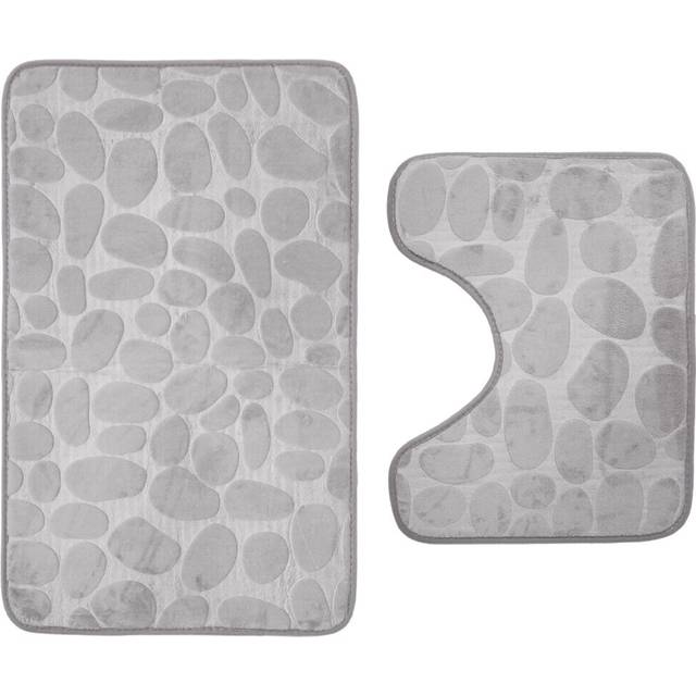 2Pcs Bath Mat,Bathroom Mat and U-Shaped Contour Toilet Rug Set,Memory Foam Absorbent Machine Washable Floor Bathmat 1