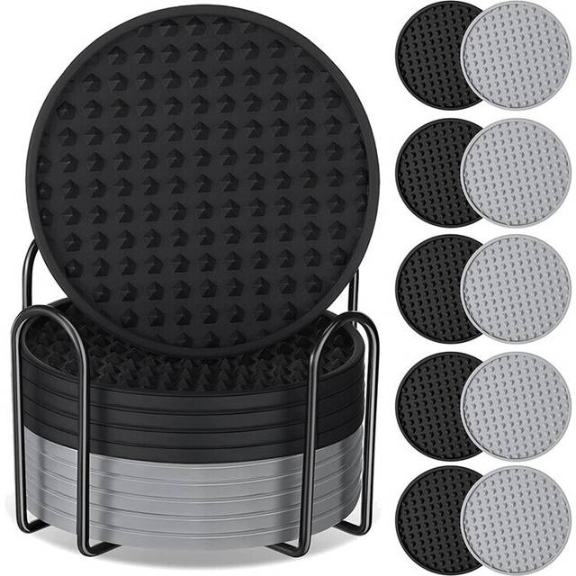 10 Pack Drink Coasters Silicone Coasters with Holder Non-Protective Washable Cup Coasters Heat Resistant