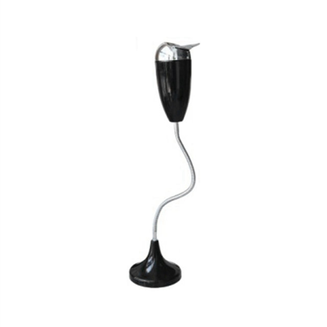 Floor Adjustable Vertical Ashtray Outdoor Courtyard Windproof with Lid Bendable Pipe Black