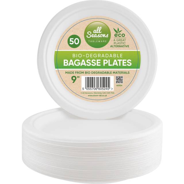 "Bagasse Plates Eco-Friendly Biodegradable Compostable 9""  50 Pack"