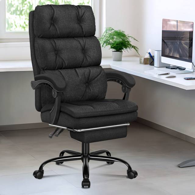 (Fabric Black) ELFORDSON Office Chair Executive Computer Work Seat Gaming