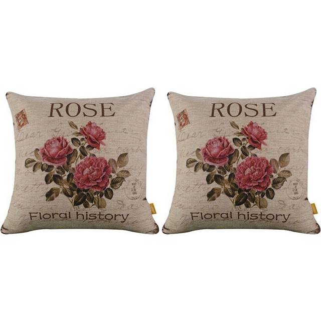 2X Vintage Floral/Flower Flax Decorative Throw Pillow Case Cushion Cover Home Sofa Decorative