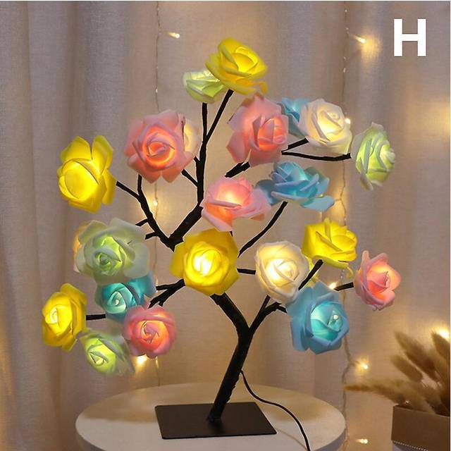 LED Rose Flower Table Lamp Valentine Tree Fairy Lights 24LED Rose Flower Tree Lights Valentine's Day USB Table Lamp Fairy Maple Leaf Night Light Home Party Christmas Wedding Bedroom Decoration Gift