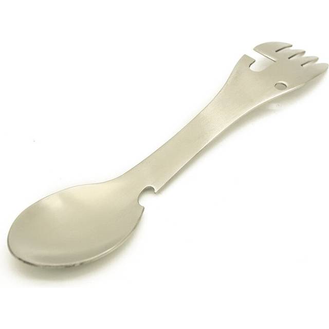 (Silver) Camping Fork Spoon Multi-function Stainless Steel Cutlery 2 in 1 Spoon Fork Outdoor Cooking Camping Equipment Hiking Cooking