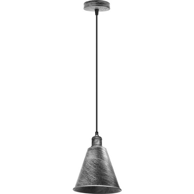Modern Hanging Cone Shaped Pendant Light Fixture With Brushed Silver Colour Lampshade