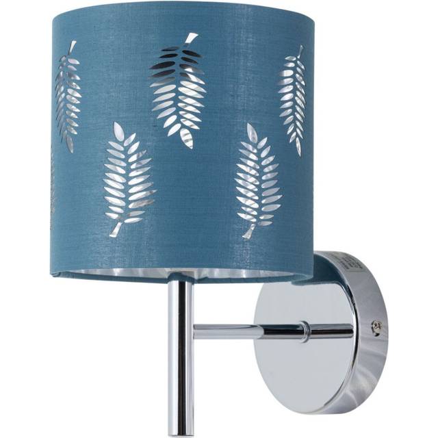 Brea - Chrome Wall Light with Teal Fern Shade