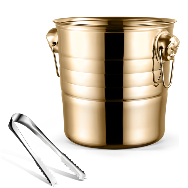 1PC 3L Stainless Steel Ice Bucket Thick (Gold)