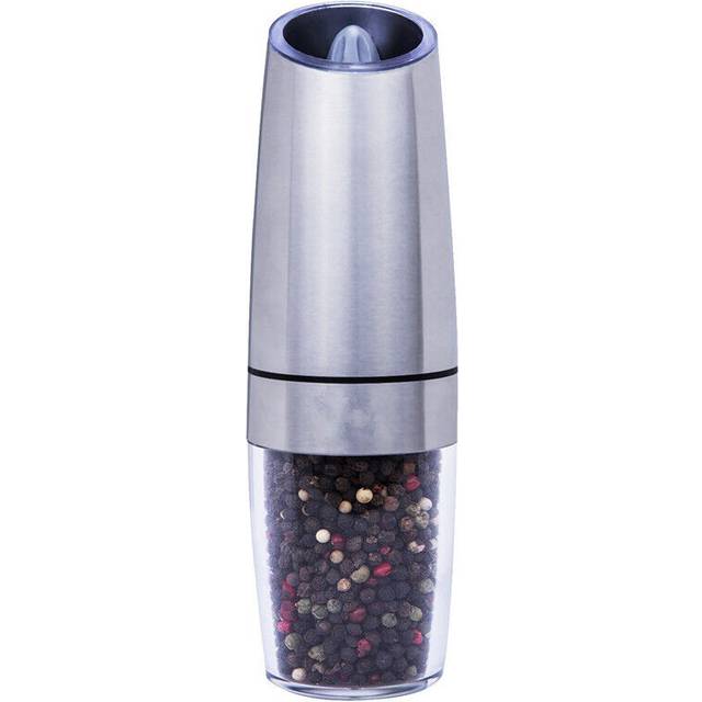 Gravity Electric Salt and Pepper Grinder Mill Shakers Adjustable Automatic -Silver