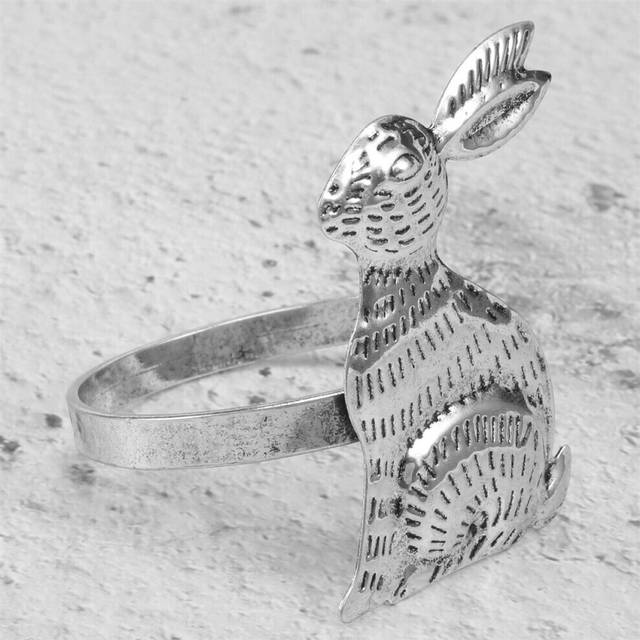 Napkin Rings Rabbit Napkin Ring Holders Metal Table Decor 6 for Easter Party Dinner
