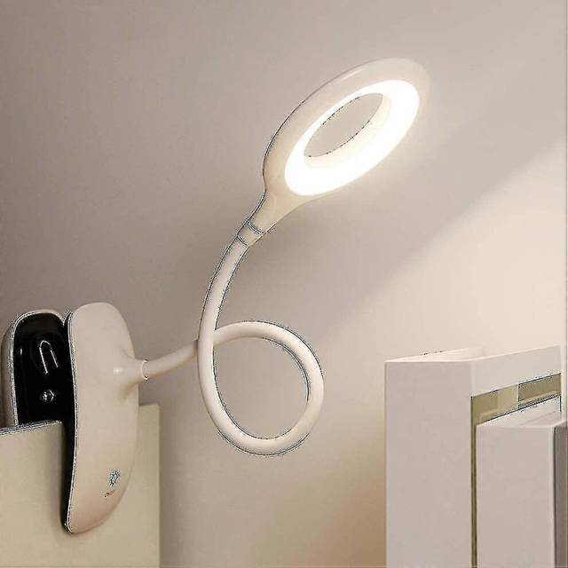 (White, One size) Led Clip-on Reading Lamp Dimmable Eye Protection Table Lamp
