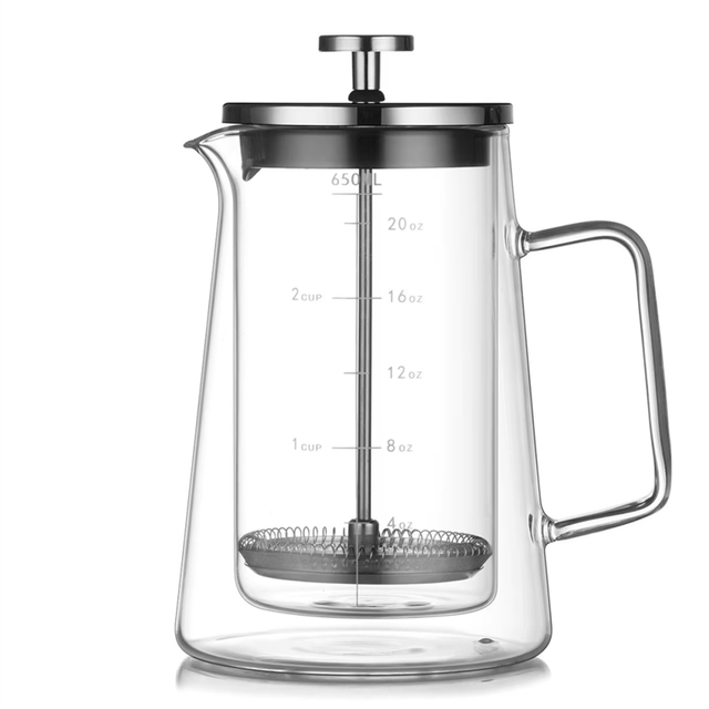 French Press Coffee Maker 650ML High Borosilicate Glass Double Wall French Press Coffee Pot for L