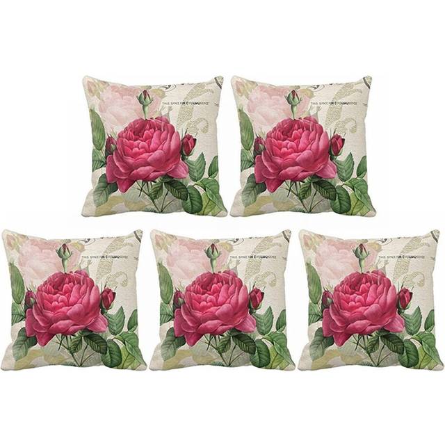 5X Vintage Floral/Flower Flax Throw Pillow Case Cushion Cover Home Sofa Decorative