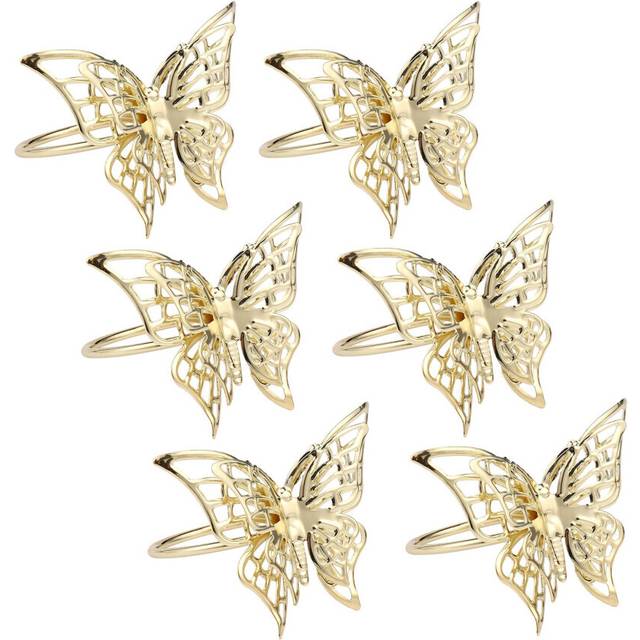 6Pcs Creative Golden Butterfly Napkin Ring Napkin Buckle Restaurant Napkin Ring Plating Towel Buckle Hotel Table Decoration