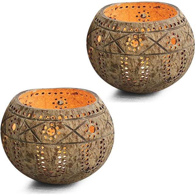 Candle Coconut Shell Bowl,Candle Holders,Handmade Coconut Shell Candle Holder for Small Pillar,Storage Bowl