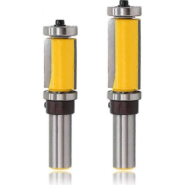 (As show, One size) 2 pieces top and bottom bearing flush trim router bit set, 1/2 inch shank pattern flush trimmer router bits woodworking trimming m