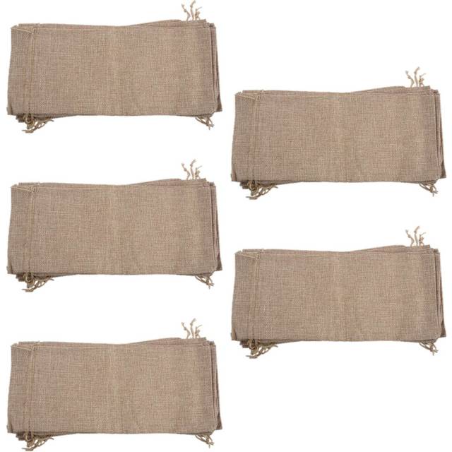50Pcs Wine Bags, 14 x 6 1/4 Inches Hessian Bottle Gift Bags with Drawstring
