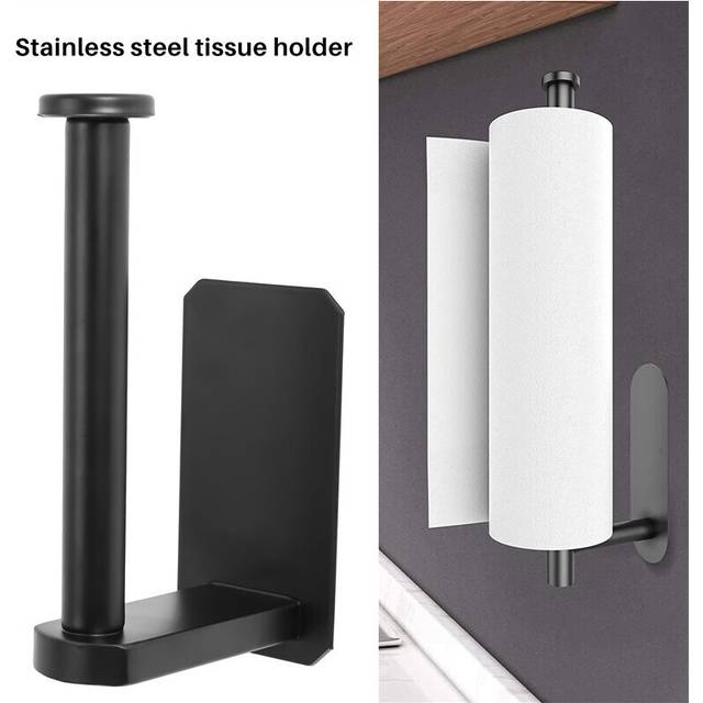Toilet Paper Holder Self Adhesive Kitchen Washroom Adhesive Holder No Drilling for Bathroom Stick on Wall Stainless Steel